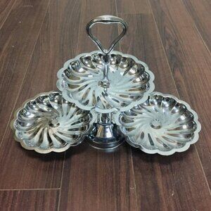 Vintage 3 Tiered Candy Cake Chrome Stand